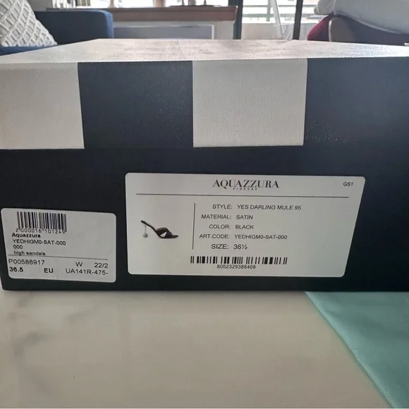 NWT AQUAZZURA Yes Darling 95 satin sandals black size 36.5 - Picture 9 of 9